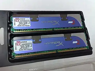 Twee HyperX 1GB DDR2 DIMM geheugen modules