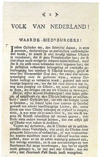 Voorpagina van Aan het Volk van Nederland.