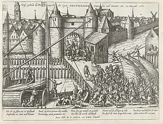 Inname van de Haarlemmerpoort. Frans Hogenberg ca. 1578