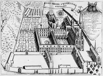 De abdij in de 17e eeuw