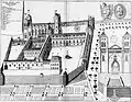 Abdij in de 17e eeuw, gravure in Monasticon Gallicanum.