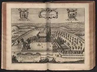 De abdij van Dielegem in de 17e eeuw. Afbeelding uit de Chorographia Sacra Brabantiae van Antonius Sanderus - 1659
