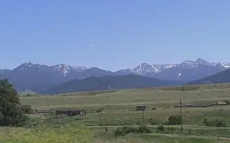 De noordelijke Absaroka Range gezien vanaf Livingston