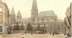 Accumulatortram op Sint-Jacobs rond 1900.