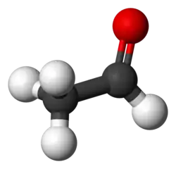 Molecuulmodel van aceetaldehyde