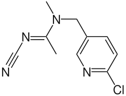 Structuurformule van acetamiprid