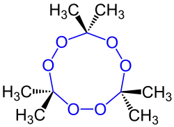 Structuurformule van acetonperoxide (trimeer)