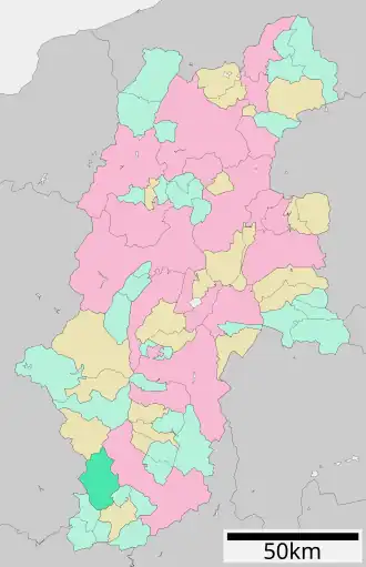Situering van Achi in de prefectuur Nagano