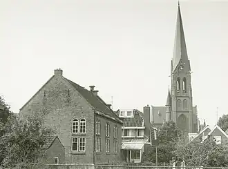 Achteraanzicht van de Joodse synagoge te Oude Pekela (1974)