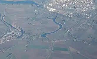 Gebied rond de Achterste kreek (ten noorden ligt Dow Chemical).