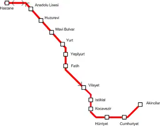 Metrokaart van Adana