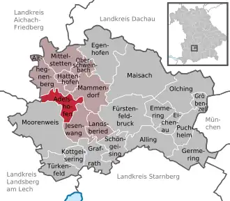 Kaart van Adelshofen (Opper-Beieren)