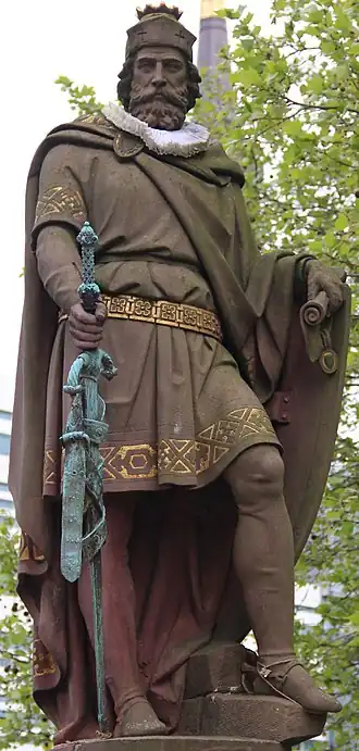 Beeld van Adolf III door Engelbert Peiffer, bij de Trostbrücke in Hamburg