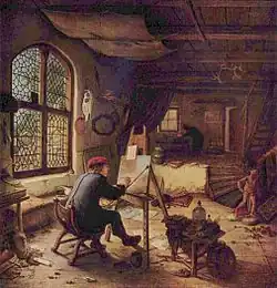 De kunstenaar in zijn atelier door Adriaen van Ostade (1663)
