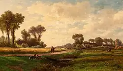 Hollandsch landschap met graanveld