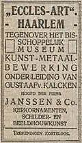 Advertentie Eccles Art in 1907