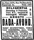 Advertentie voor een Dada Avond uit 1923