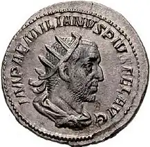 Portret van Aemilianus op een antoninianus.