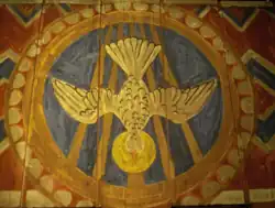 Detail beschildering interieur kerk