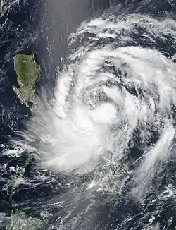 Foto of weerkaart van orkaan