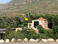 Kabelbaan van Montserrat met daarachter het treinstation.