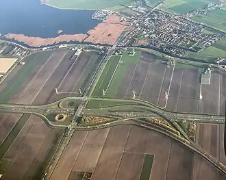 Luchtfoto van het knooppunt gezien naar het oosten, november 2018