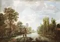 Landschap met vaart, met mogelijk de Rotterdamse Laurenskerk, Museum Bredius, Den Haag