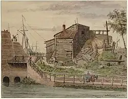 Afbraak Spaanse omwalling aan Slijkpoort (1867)