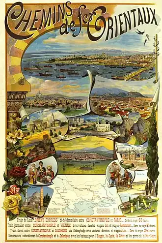 Affiche van de Compagnie des Chemins de fer Orientaux uit 1898.