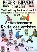 Affiche "Onthulling heksenbeeld" (2006). Bron: Collectie Erfgoed Bever (Werner Godfroid).