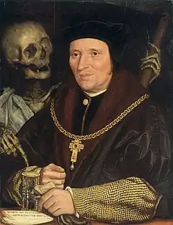 Portret van Sir Brian Tuke met de dood, navolger Hans Holbein de Jonge