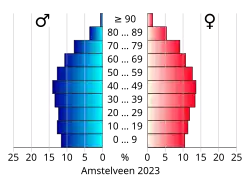 Bevolkingspiramide van de gemeente Amstelveen