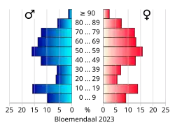 Bevolkingspiramide van de gemeente Bloemendaal