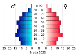 Bevolkingspiramide van de gemeente Breda