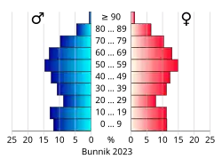 Bevolkingspiramide van de gemeente Bunnik