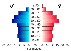 Bevolkingspiramide van de gemeente Buren