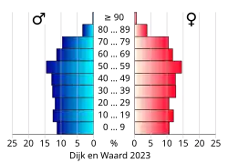 Bevolkingspiramide van de gemeente Dijk en Waard