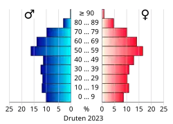 Bevolkingspiramide van de gemeente Druten