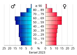 Bevolkingspiramide van de gemeente Eersel