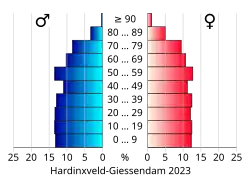 Bevolkingspiramide van de gemeente Hardinxveld-Giessendam