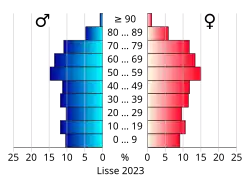 Bevolkingspiramide van de gemeente Lisse
