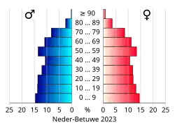 Bevolkingspiramide van de gemeente Neder-Betuwe