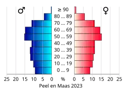 Bevolkingspiramide van de gemeente Peel en Maas