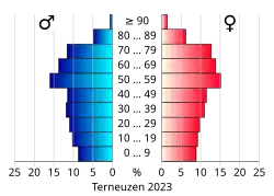 Bevolkingspiramide van de gemeente Terneuzen