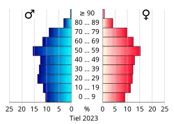 Bevolkingspiramide van de gemeente Tiel