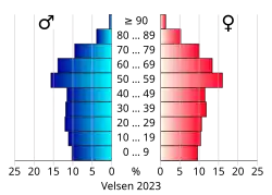Bevolkingspiramide van de gemeente Velsen