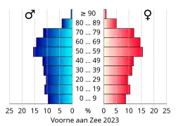Bevolkingspiramide van de gemeente Voorne aan Zee