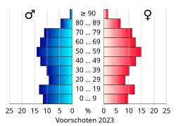 Bevolkingspiramide van de gemeente Voorschoten