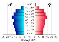 Bevolkingspiramide van de gemeente Waalwijk