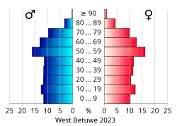 Bevolkingspiramide van de gemeente West Betuwe